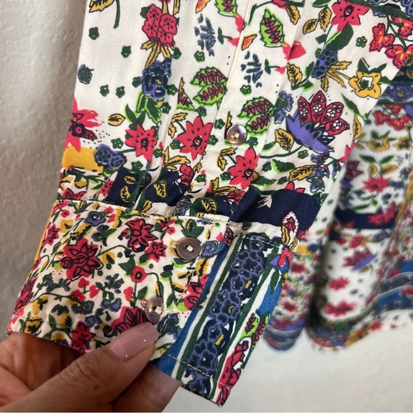 Natural Life Georgia patchwork floral button down shirt dress long line tunic - Picture 6 of 8